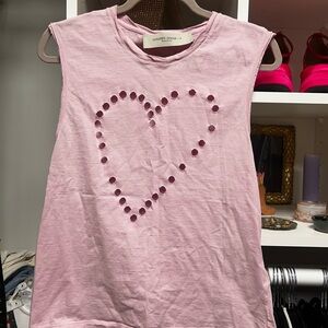 Golden Goose Pink Sleeveless Top with Cut-Out Heart Design